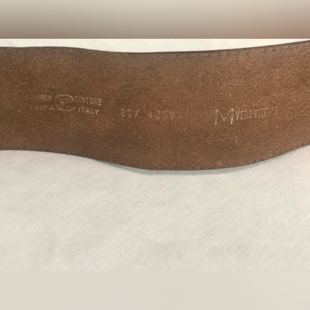 Vintage Brown Leather Wide Belt Gold Rhinestone by Robinia Size 80/Small - Picture 5 of 6